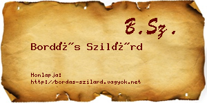 Bordás Szilárd névjegykártya